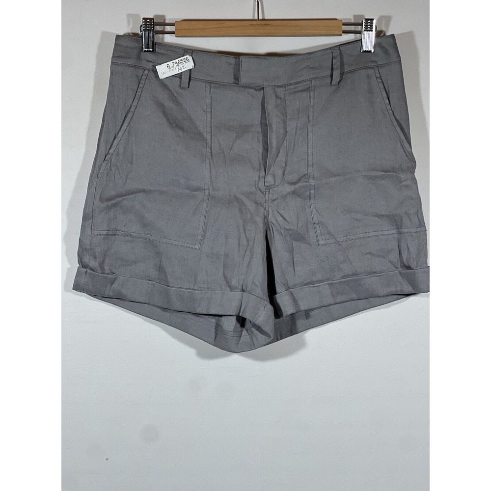 Vince Women's‎ Athletic Linen Blend Shorts Size 10 Gray Cuffed Flat Front